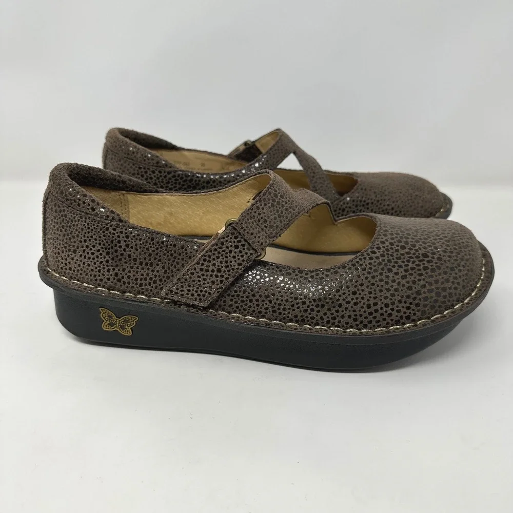 Alegria Dayna Choco Dottie Mary Jane Shoes Women 38 US 7.5 Brown Leather Comfort